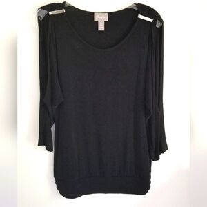 Chico's Travelers black cold shoulder long sleeve top